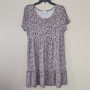 XL Pink Rose‎ Leopard Print Women's Dress